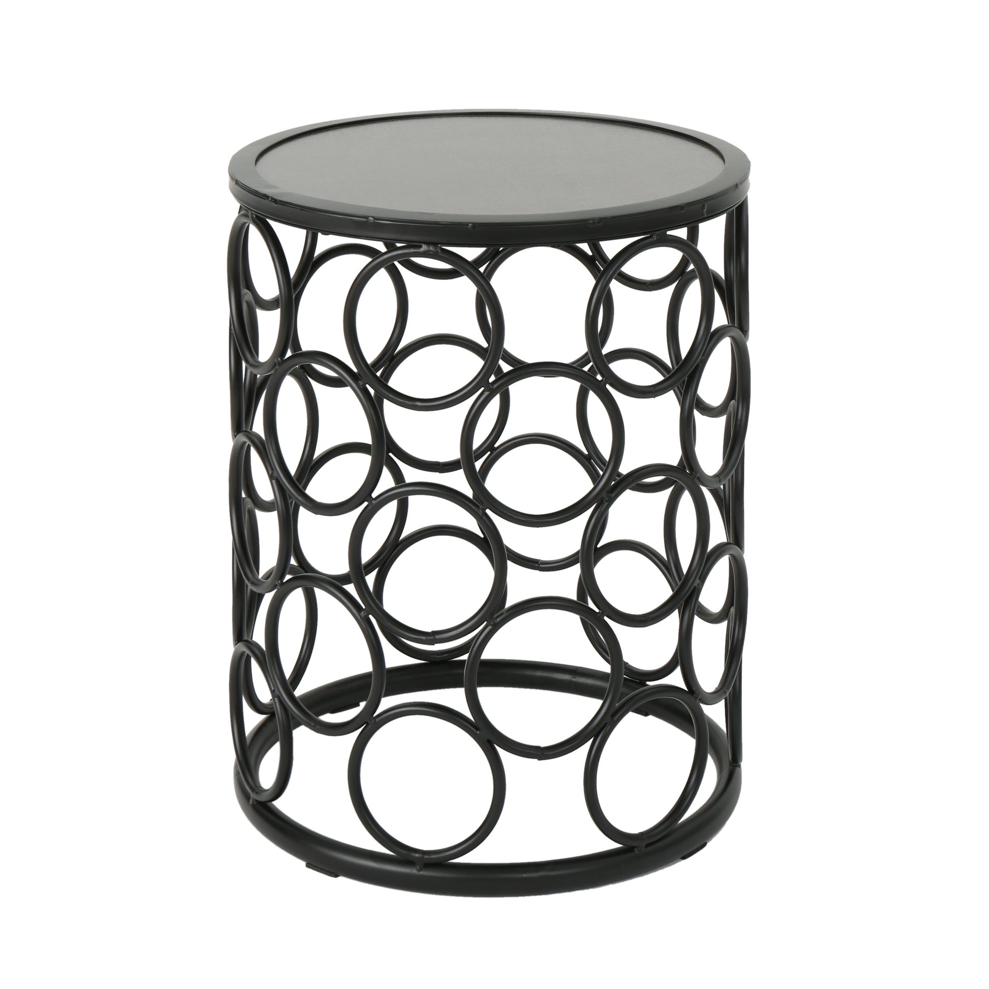 Christopher Knight Home Beryl Outdoor 16 Inch Grey Finish Ceramic Tile Side Table, Black Metal - Bircata