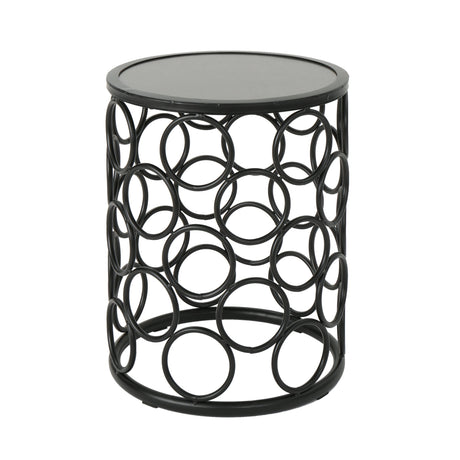 Christopher Knight Home Beryl Outdoor 16 Inch Grey Finish Ceramic Tile Side Table, Black Metal - Bircata