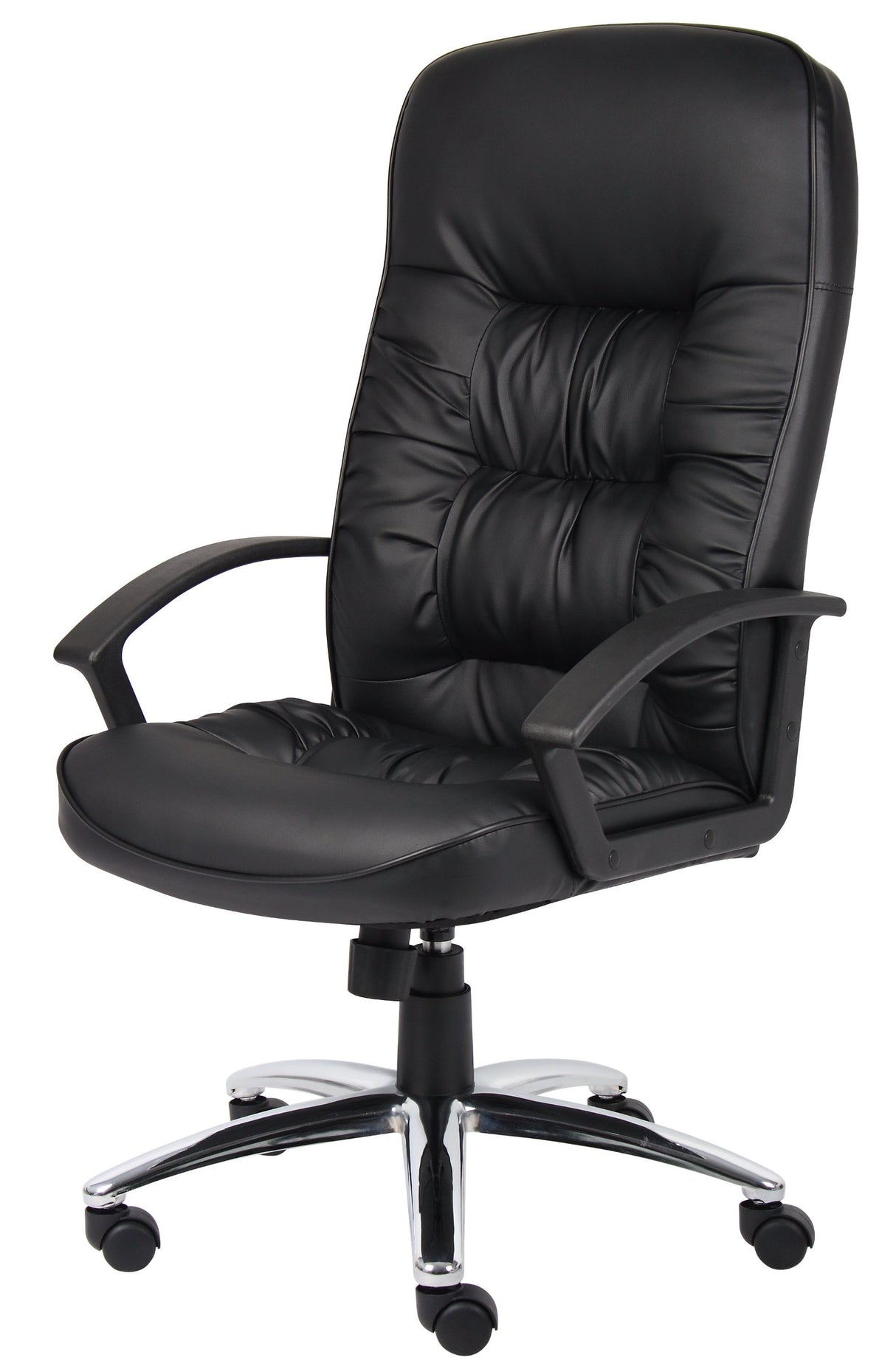 Office Products High Back LeatherPlus Chair with Chrome Base in Black