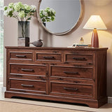 7 Drawer Dresser, 52" Farmhouse Chest of Drawers for Bedroom, Wide Dresser