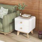 Nightstand with 2 Drawers, Modern Sofa Side Table with Solid Rubber Wood Legs