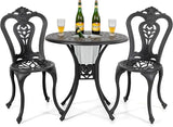 Bistro Set 3 Piece Outdoor All Weather Cast Aluminum Patio Bistro Set Patio Table and Chairs Set of 2