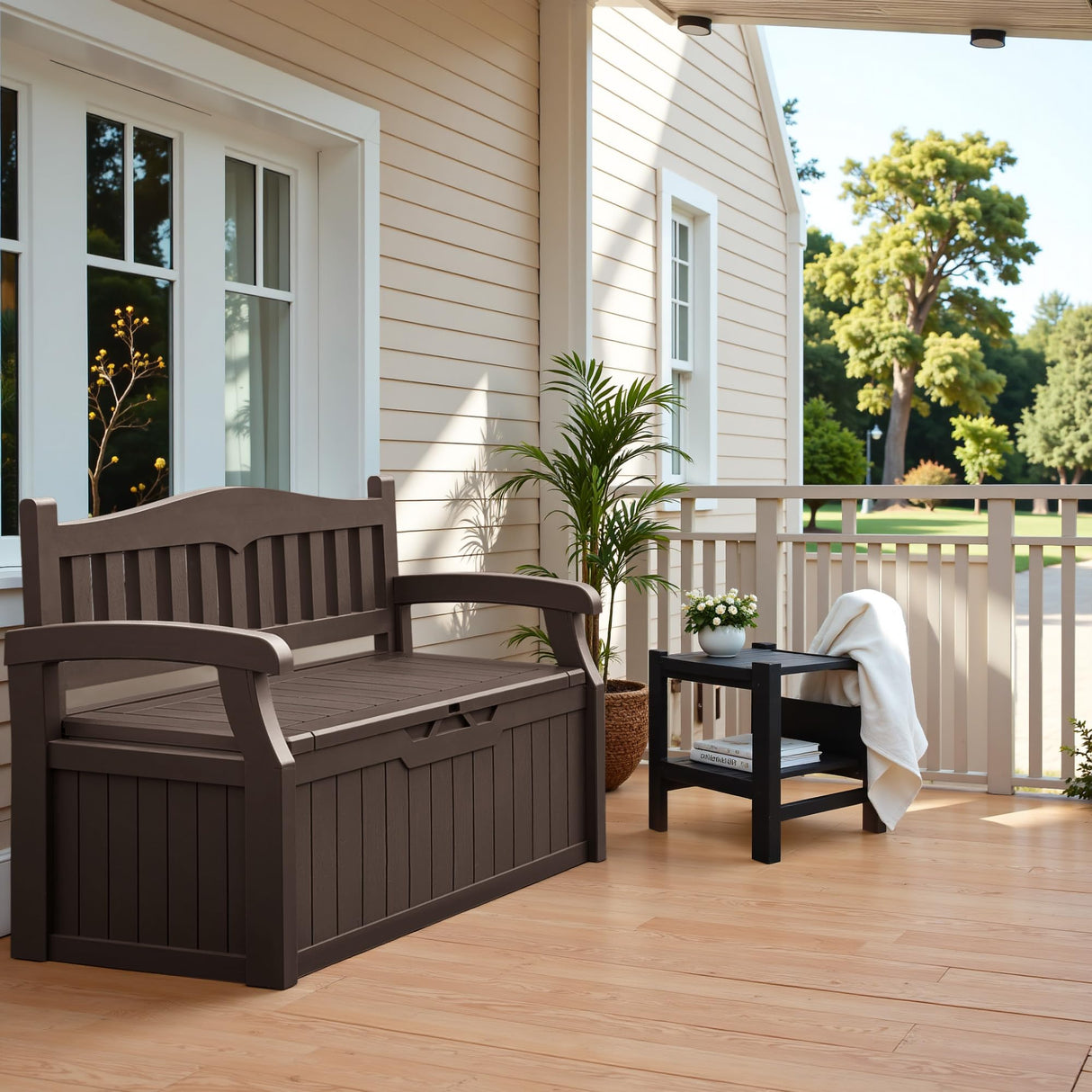 80 Gallon Storage Bench Outdoor Indoor, Durable All-Weather Seating with Hidden Storage