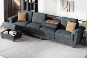 Jamfly 107" Convertible L-Shaped Sectional Sofa with Storage & Cup Holders