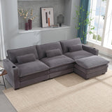 Corduroy Cloud Sectional Couch, Modern Comfy Modular L-Shaped Sectional Sofa