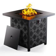 Ciays 28Inch Propane Fire Pit Table, 50,000 BTU Outdoor Gas Fire Pit Table CSA - Certified for Outside Patio with Removable Lid and Lava Rocks, Add Warmth and Ambience to Parties, Backyard, Garden - Bircata