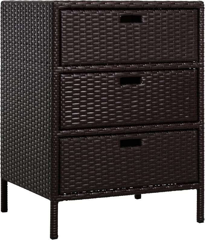 Outdoor Towel Cabinet, PE Rattan Pool Storage Organizer