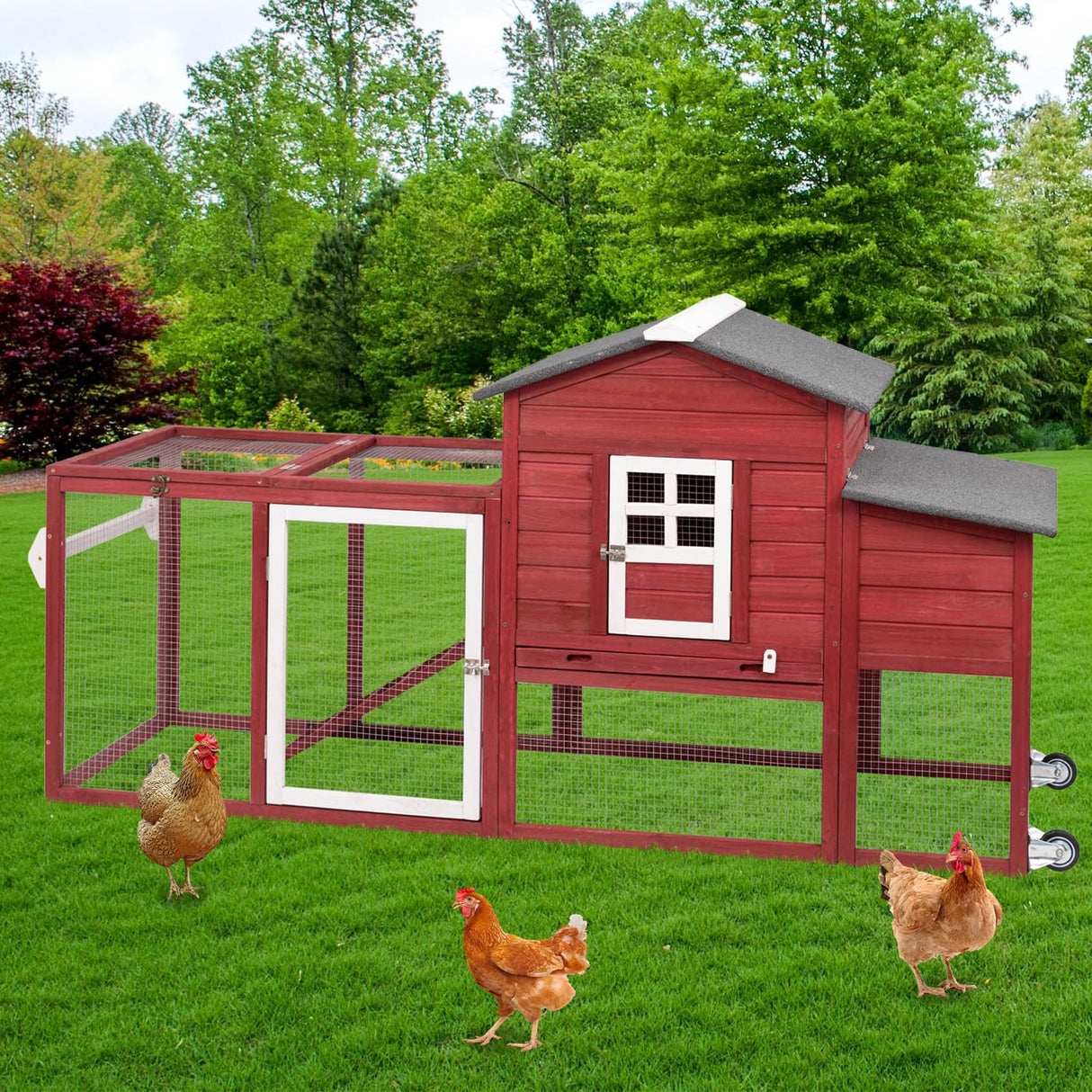 Wooden Chicken Coop Cage Outdoor Indoor Hen House