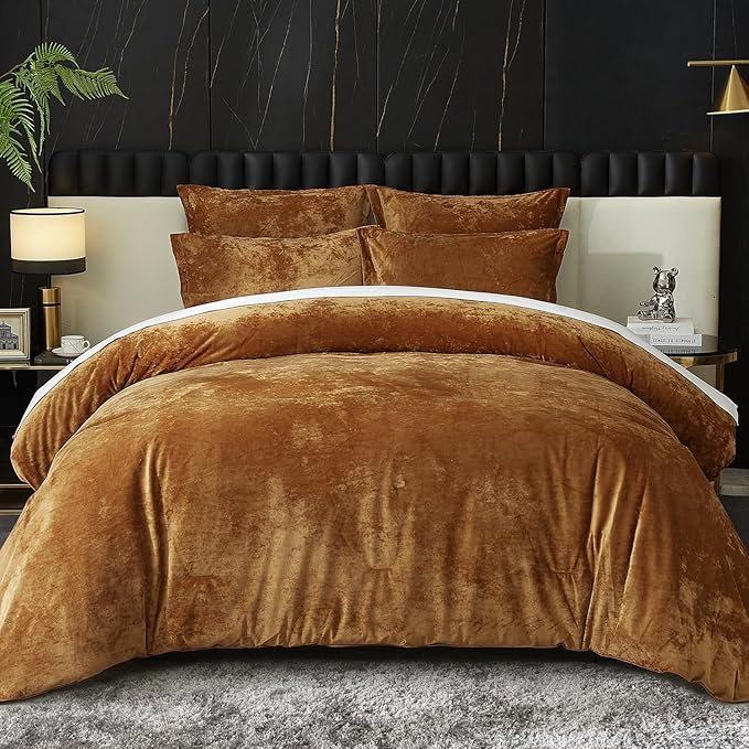 Crushed Velvet Comforter, Lightweight 5pc Pink Set, Ultra Soft Breathable Flannel Queen