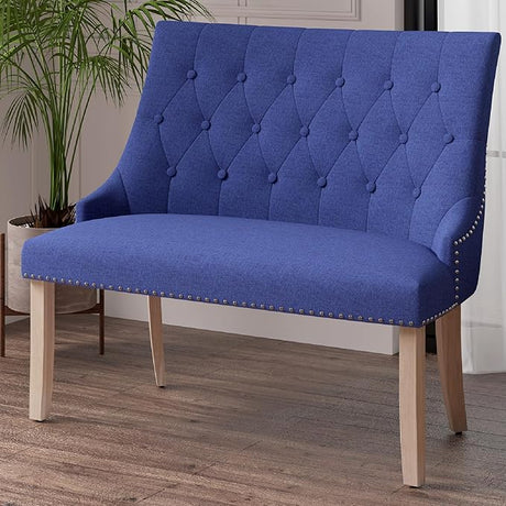 50IN Loveseat Settee Bench 2-Seat Sofa,Upholstered Linen Fabric High-Back Couch