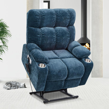 Dual OKIN Motor Power Lift Chairs Recliners with Heat and Massage for Elderly Recliner