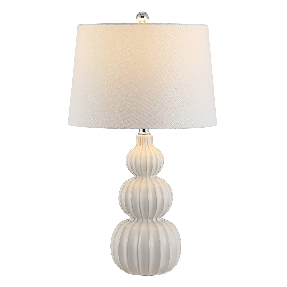 Lighting Collection Corina White Triple Gourd Ceramic 26-inch Bedroom Living Room