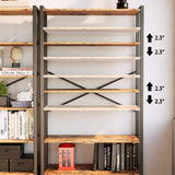 Bookshelf and Bookcase with Adjustable 5 Shelves, 70" H x 31.5" W Wide Bookshelves