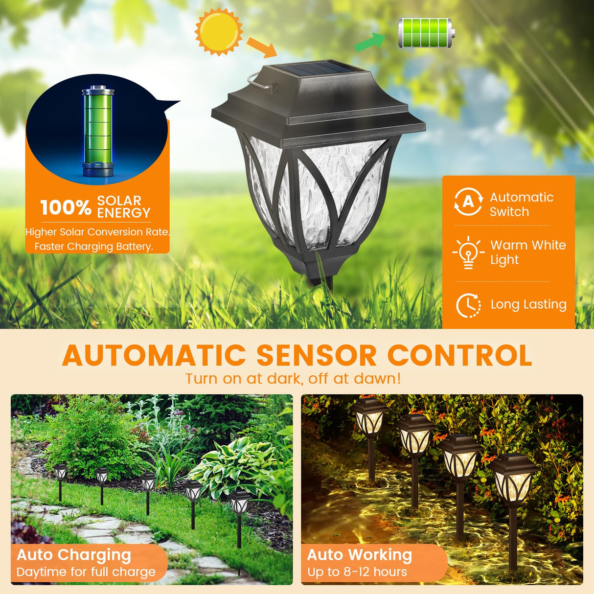 8 Pack Solar Lights Outdoor Waterproof Solar Garden Lights, Solar Lights