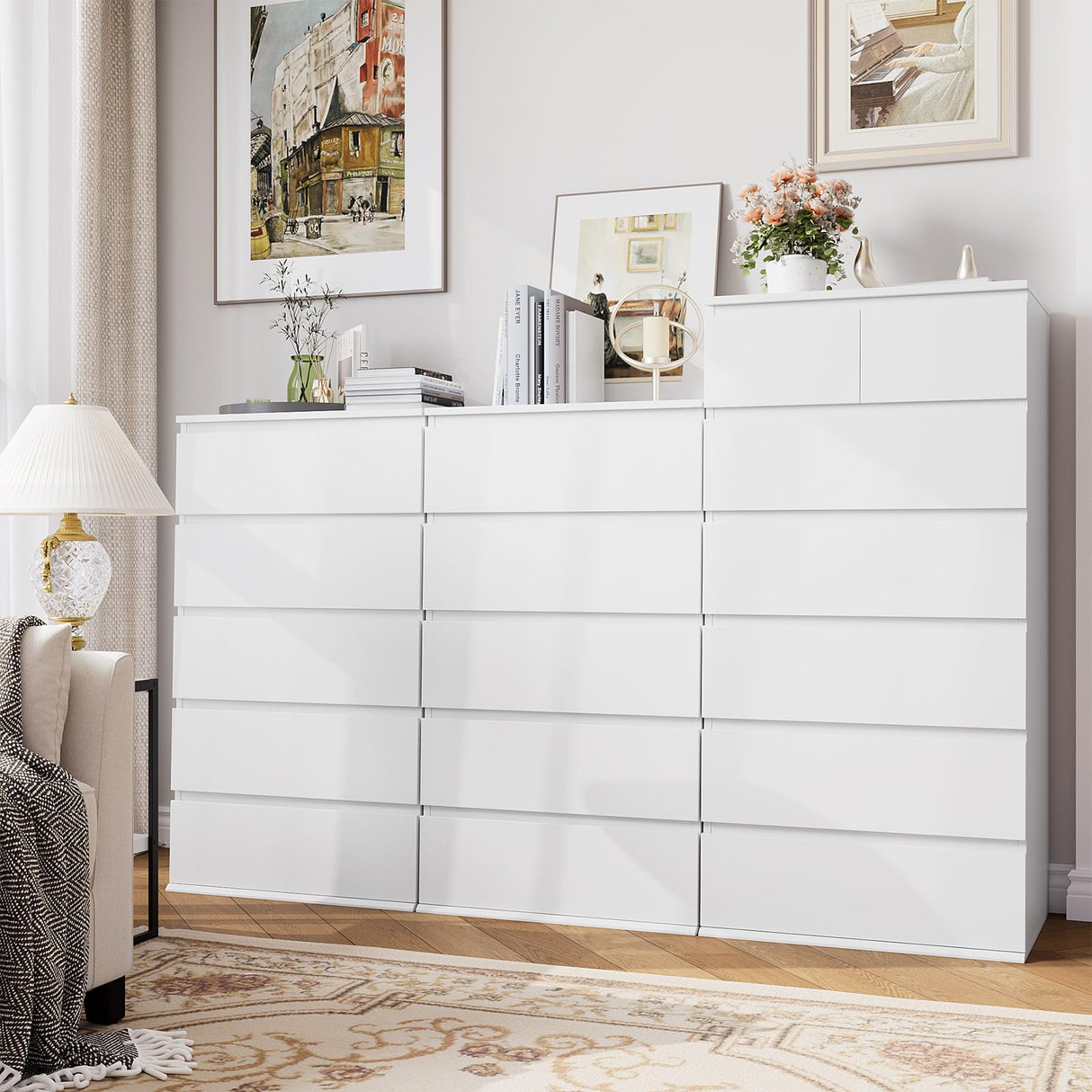 White Dresser, 5 Drawer Dresser Tall White Dresser with Large Storage Space