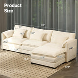 3 Seat L Shaped Convertible Sectional Sofa Couch, 112'' Chenille Modular Sofa