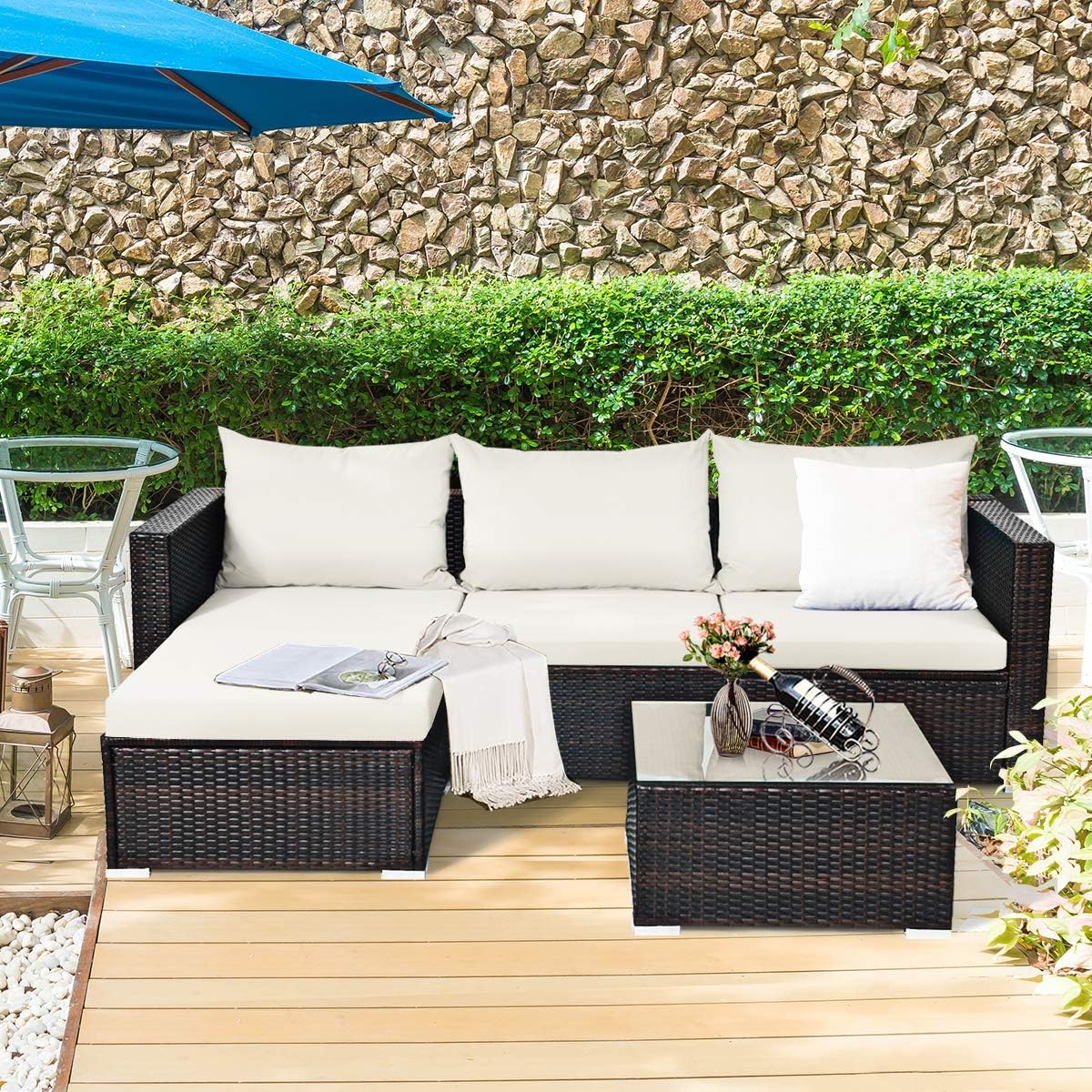 5 Piece Outdoor Patio Furniture Set, Sturdy Frame and Weight Capacity Up to 360 Pounds