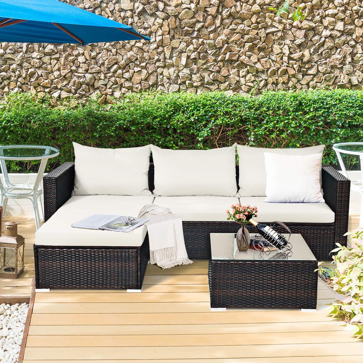 5 Piece Outdoor Patio Furniture Set, Sturdy Frame and Weight Capacity Up to 360 Pounds