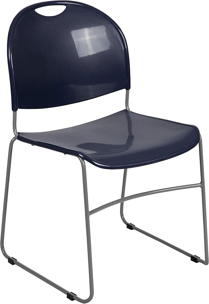 Black Ultra-Compact School Stack Chair - Office Guest Chair/Student Chair