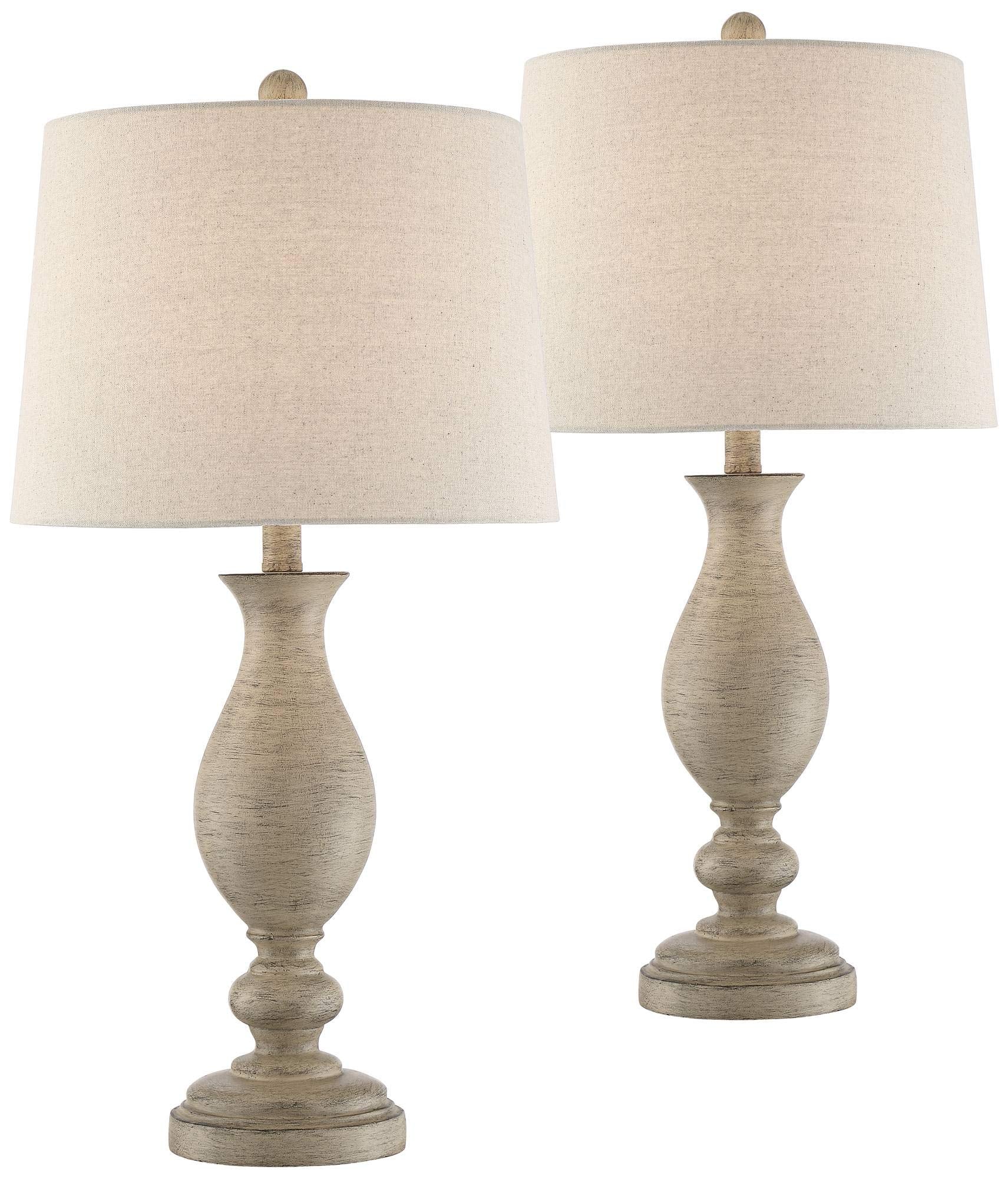 Serena Country Cottage Traditional Style Table Lamps 27.5" Tall Set of 2 Cream Beige