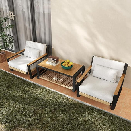 Sofa Set with PE Rope Weaving, 500lbs Capacity Outdoor Conversation Set