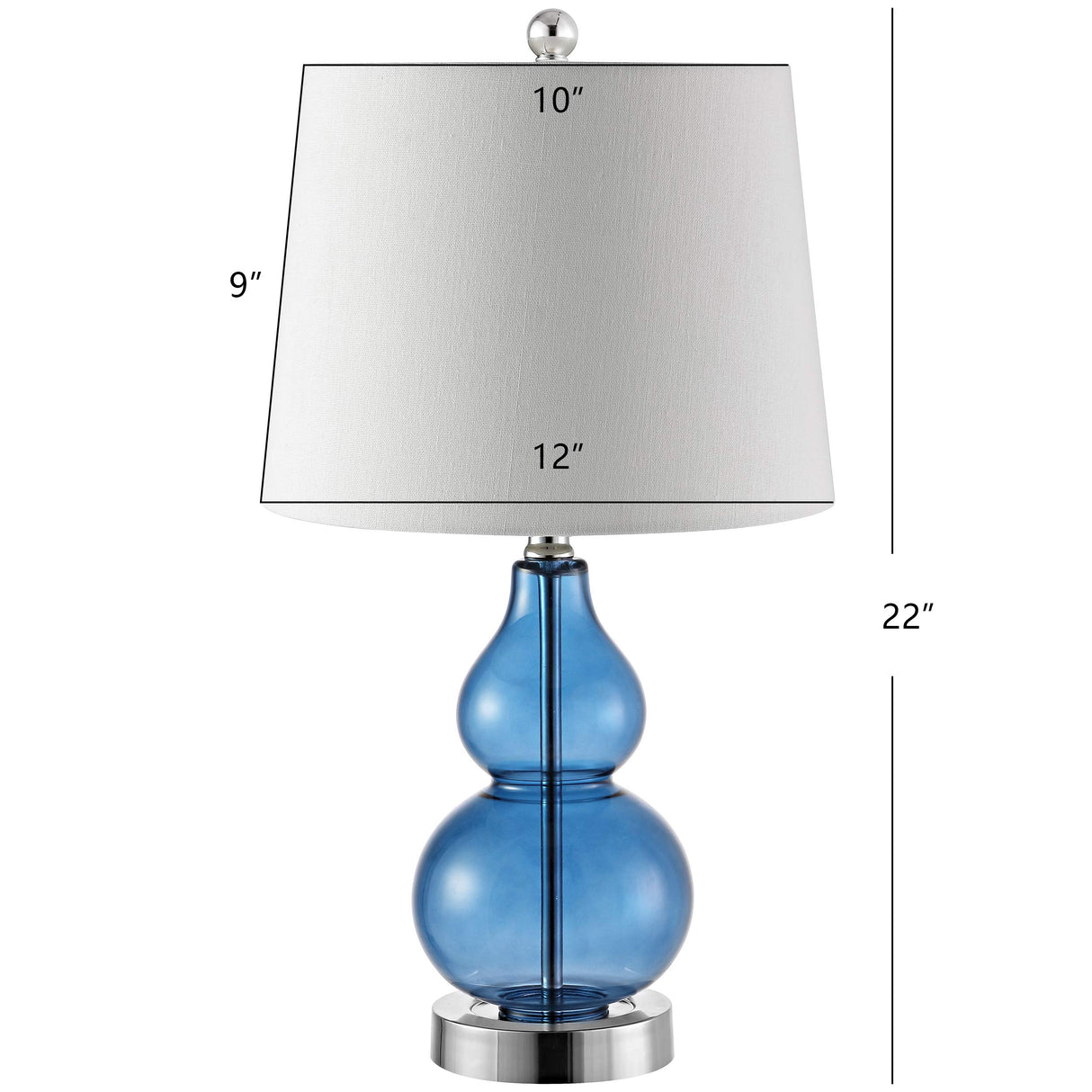 Lighting Collection Brisor Blue Chrome Double Gourd 22-inch Bedroom Living Room