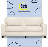 Serta Palisades 61" Track Arm Sofa, Easy Care Polyester, Soft Pillow Back, Pocket Coil Seat Cushions, Removable Covers, Loveseat or Couch for Small Spaces, Living Rooms or Bedrooms, Dark Brown