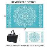 Waterproof Outdoor Rug 9'x12', Reversible Outdoor Plastic Straw Rug, Outdoor Patio Rug