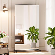 Large Rolling Mirror 71" x 40" - Shatterproof Full-Length Glass for Gym, Dance Studio & Home