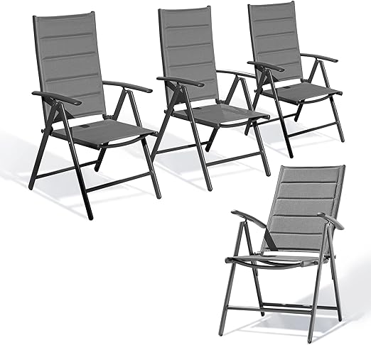 Outdoor Patio Dining Set with 8 Folding Portable Chairs and 1 Rectangle