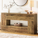 63-Inch Farmhouse Console Table, Wooden Entryway Sofa Table Behind The Couch