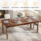 62” Wood Dining Table for 4-6 People, Farmhouse Large Rectangle Kitchen Table,