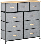 9 Drawers Storage Chest Dresser Organizer Unit w/Steel Frame, Wood Top, Easy Pull