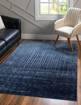 Del Mar Collection Area Rug - Jennifer (9' x 12' Rectangle, Blue/ Navy Blue)