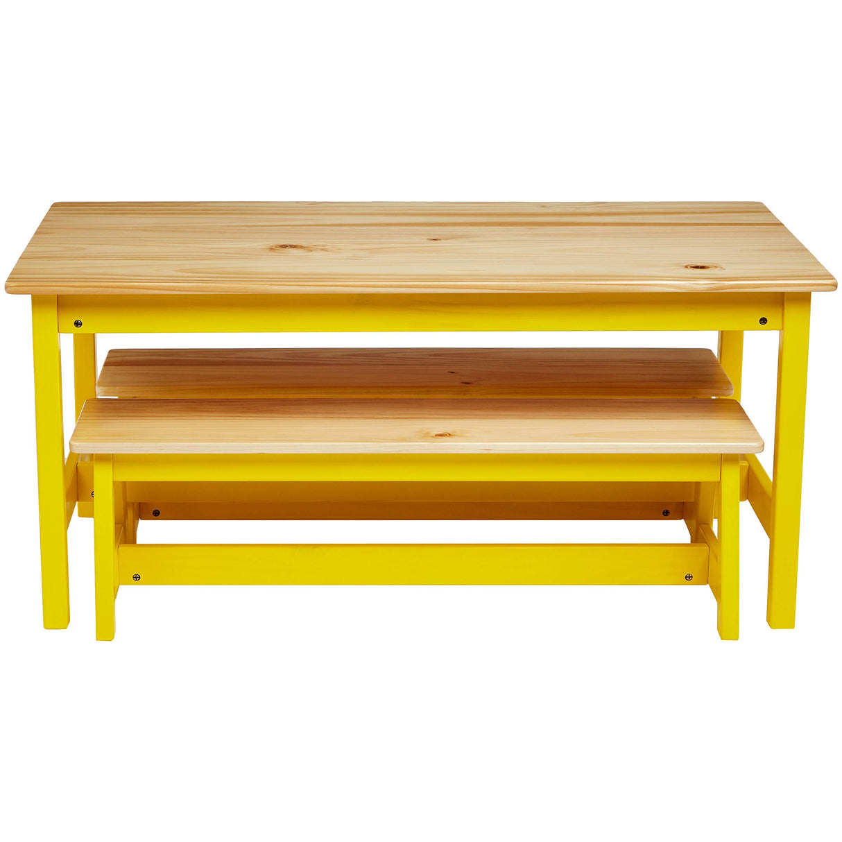 Indoor Kids Table and Bench Set, Natural, 3 Count (Pack of 1)