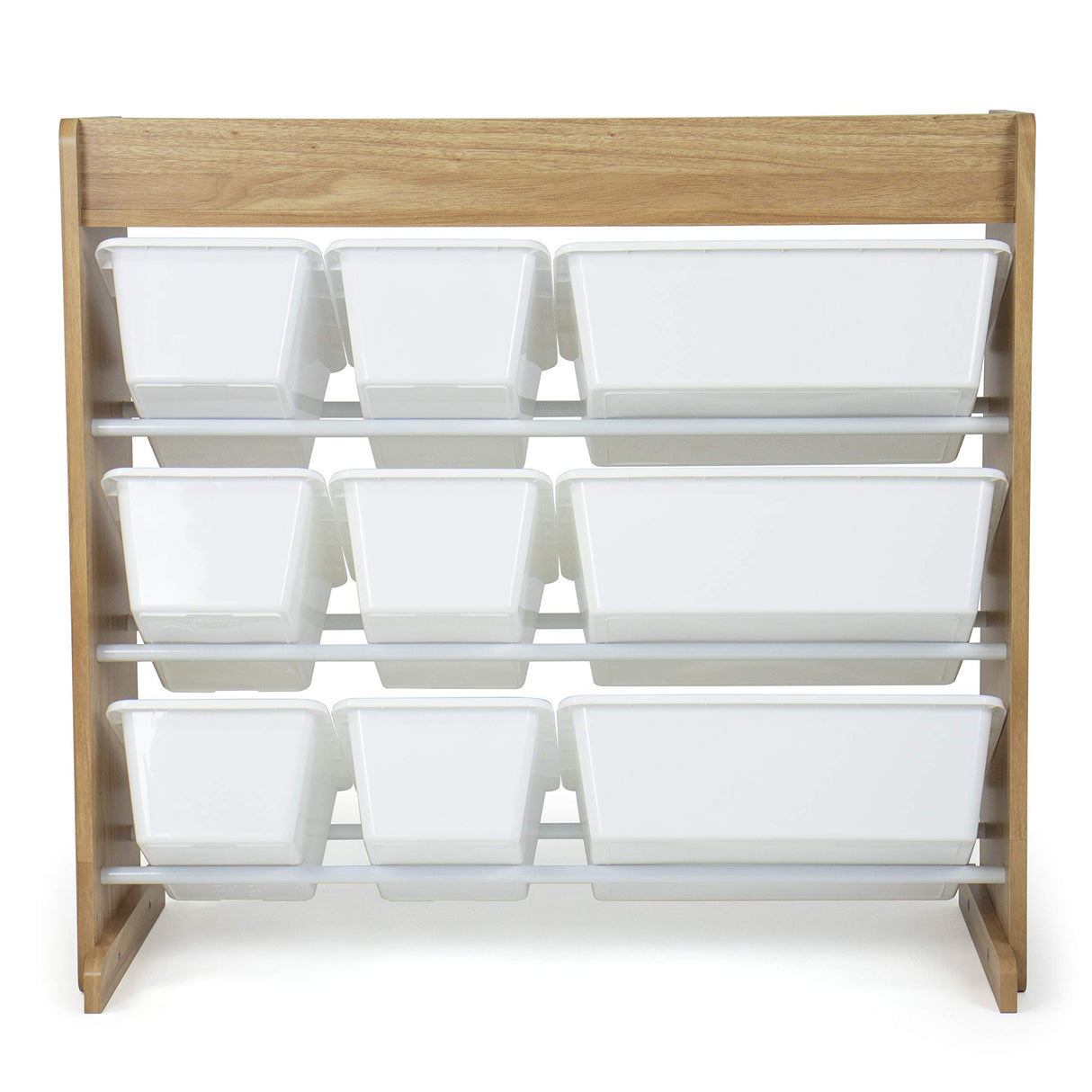 Natural Wood/White Toy Organizer with Shelf and 9 Storage Bins