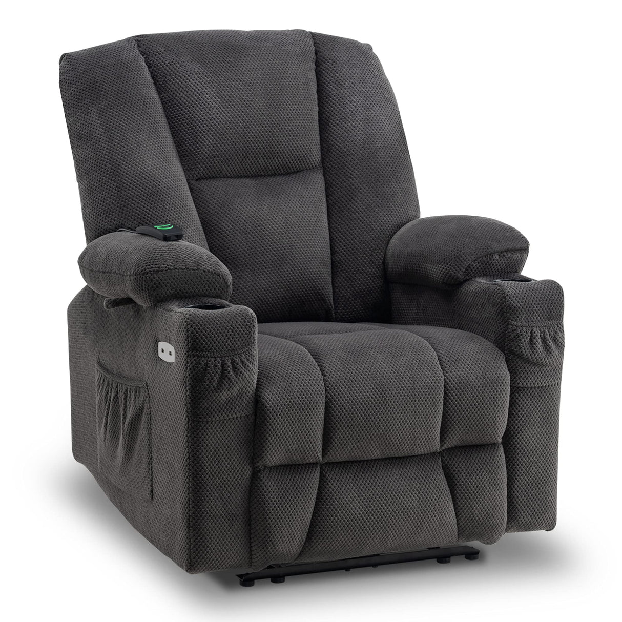 Fabric Electric Power Recliner Chair with Heat and Massage, Cup Holders, USB Charge