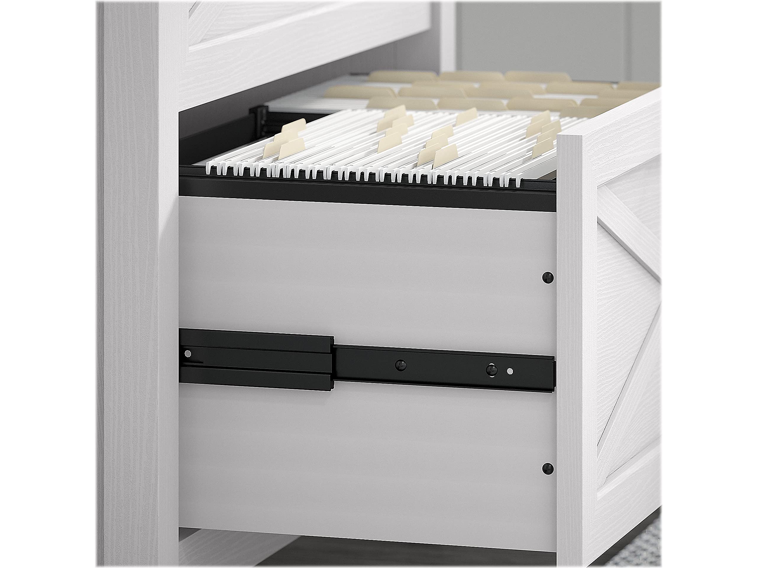Key West 60W L-Shaped Desk | File Cabinets & 5-Shelf Bookcase