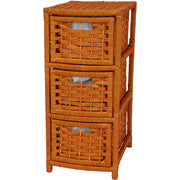 Red Lantern Oriental Furniture 25" Natural Fiber Occasional Honey Chest, 3 Drawer