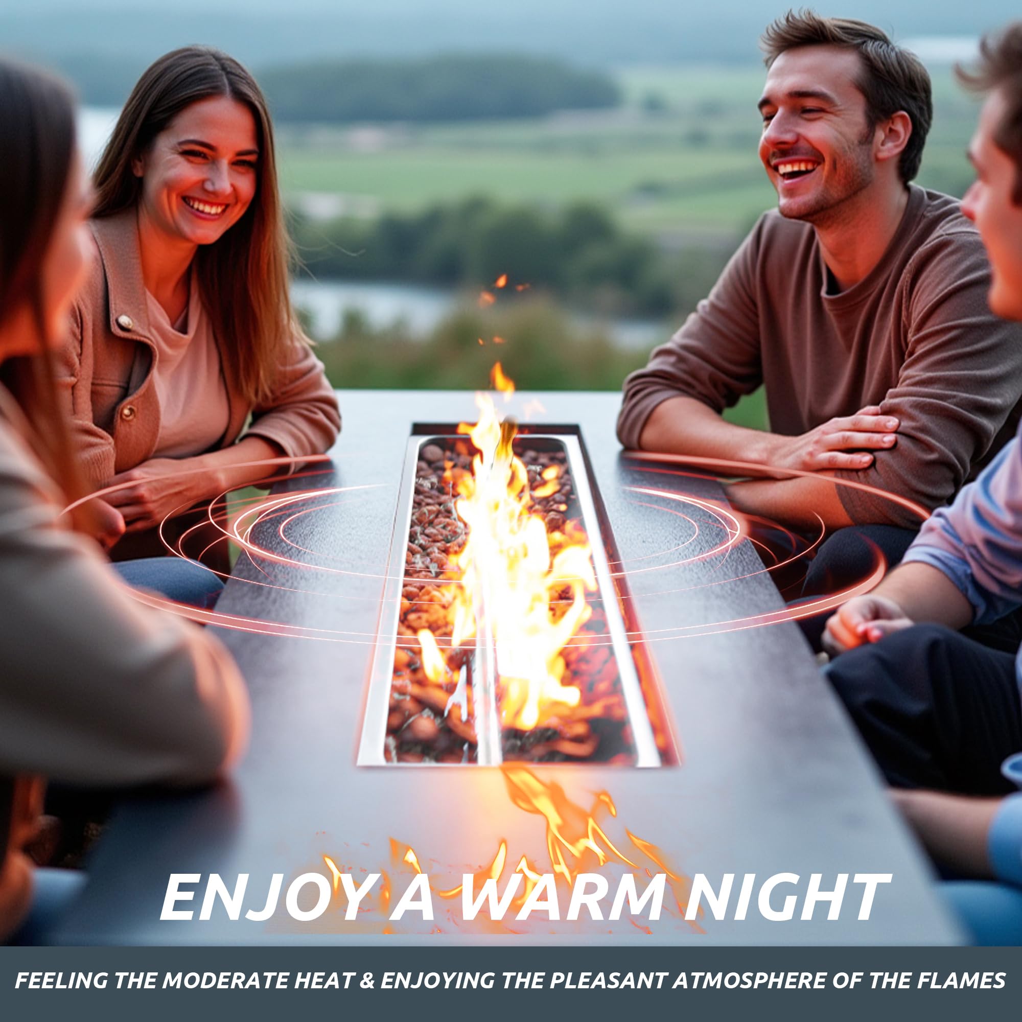 NIGOME Propane Fire Pit Table,Out Door Fire Pits & Fireplaces,Gas Fire Pit with Lid and Lava Rock.Square Black Fire Pit Table on Patio Deck & Garden Backyard. (Raven‌ Black, 43-inch)