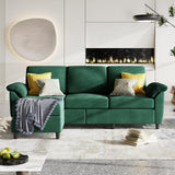 Vongrasig Convertible Sectional Couch, 3 Seat L Shaped Sofa with Removable Pillows Linen Fabric Small Couch Mid Century for Living Room, Apartment and Office (Green)