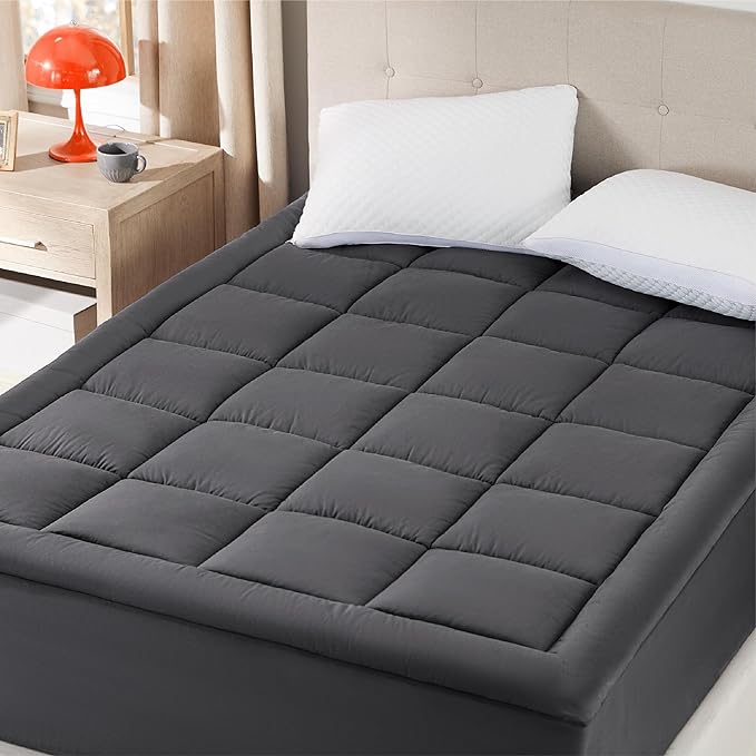 Mattress Pad Full Size - Breathable Cotton Mattress Topper, Quilted Fitted Mattress Cover with Deep Pocket Fits 8-21 Inch Mattress, Soft Double Fluffy Pillow Top, White