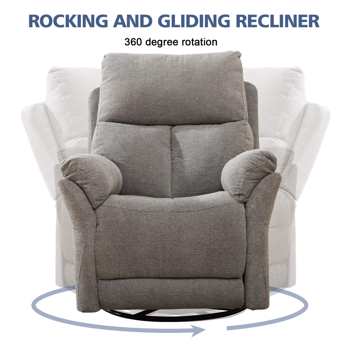 Swivel Rocker Recliner Chair, Manual Fabric Glider Nursery Recliner Chair, Single Rocking