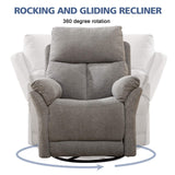 Swivel Rocker Recliner Chair, Manual Fabric Glider Nursery Recliner Chair, Single Rocking