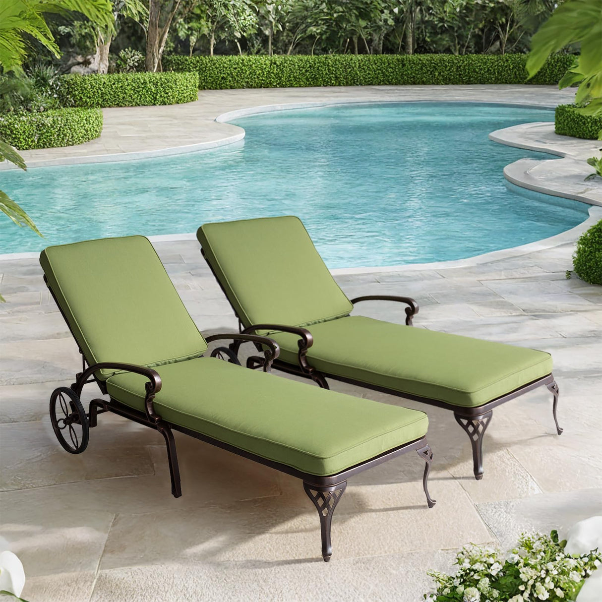 Chaise Lounge Chair Outdoor - Patio Lounge Aluminum Recliner Chair with Cushion