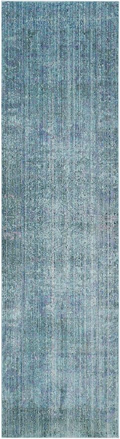 Valencia Collection Area Rug - 8' x 10', Turquoise & Multi, Boho Chic Distressed Design