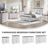 King Bed Frame with Storage Drawers & Farmhouse Headboard