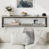 5.9" Narrow Sofa Table, 2 Tier Skinny Console Table with Adjustable Shelf,