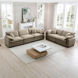 Comfortable Tan Corduroy Family Sofa Set, Deep Seat Design