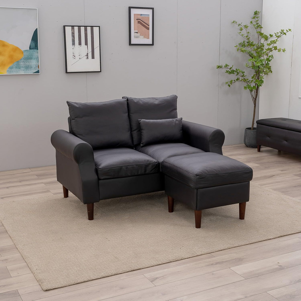 Convertible Sectional Sofa Couch, 2 and 3 Seat L Shaped Sofa with Armrest Small Couch Ottoman